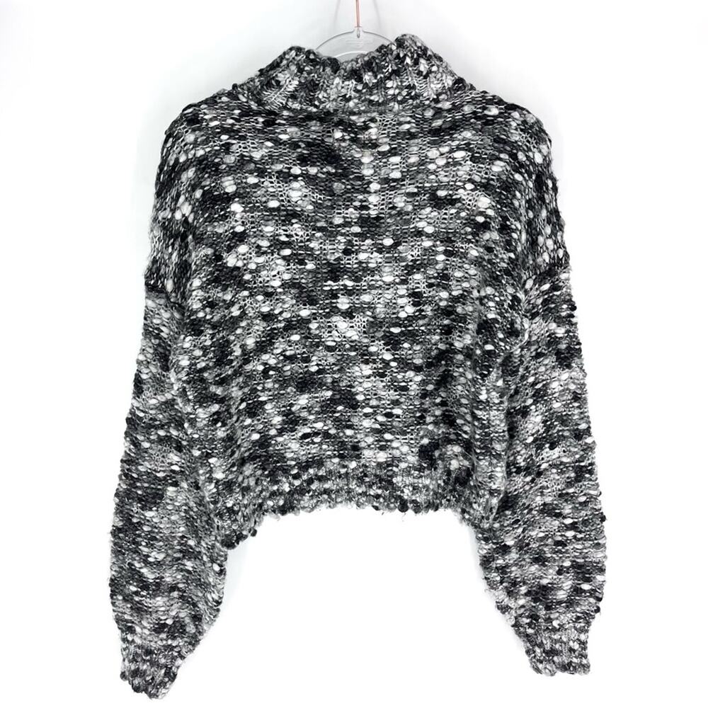 Hollister‎ Mock Neck Chunky Knit Sweater Black Grey White Size Small